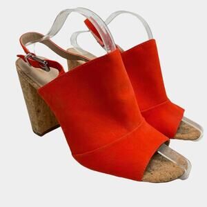 BCBGENERATION BCBG GENERATION Loriah X Bright Orange Red Block Heels Sandals 9.5